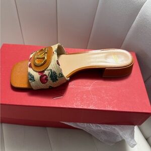 Valentino Garavani Tan and Red Women's Sandals